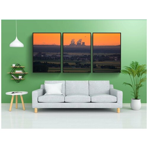 фото Набор модулных постеров для интерьера "электростанция, электричество, окружающая обстановка" 60x90 см. в тубусе, без рамки lotsprints