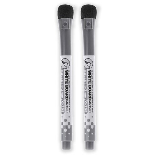 Тонкие маркеры для магнитного планера или маркерной доски (на магнитике, с губкой на колпачке) Чёрный - 2 шт.