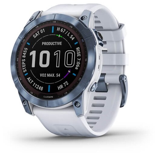 Умные часы Garmin Fenix 7X Sapphire Solar Wi-Fi, белый/синий 010-02541-15