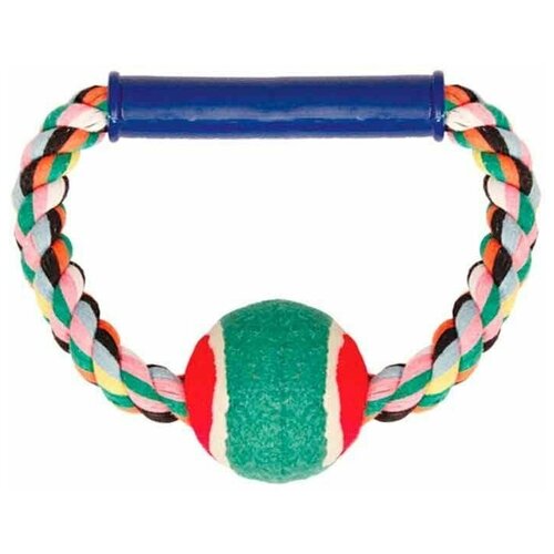 фото Triol игрушка для собак "верёвка- кольцо с ручкой, мяч", 165мм цвет: разноцветный