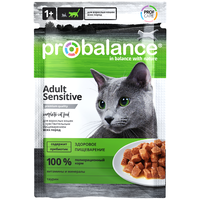 Пауч ProBalance Sensitive для взрослых кошек с чувствительным пищеварением. 85 гр x 25 шт