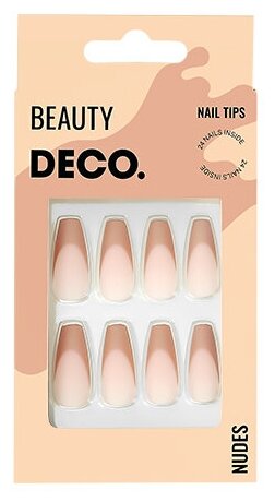 Набор накладных ногтей DECO. NUDES french (24 шт + клеевые стикеры 24 шт)