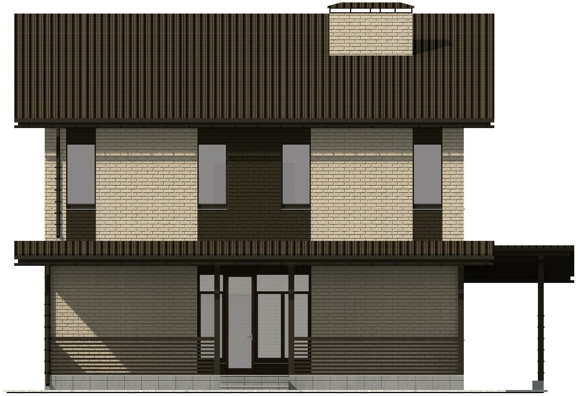 Готовый проект двухэтажного дома без гаража из газосиликатного блока с облицовкой из керамического кирпича площадью 223,8 кв.м - фотография № 8