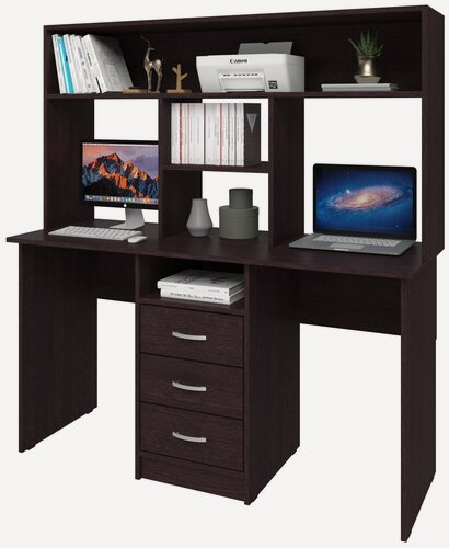 Изображение товара Стол письменный Хит-51, Ширина 160 см, Глубина 50(30) см, Высота 150(75), цвет: Венге