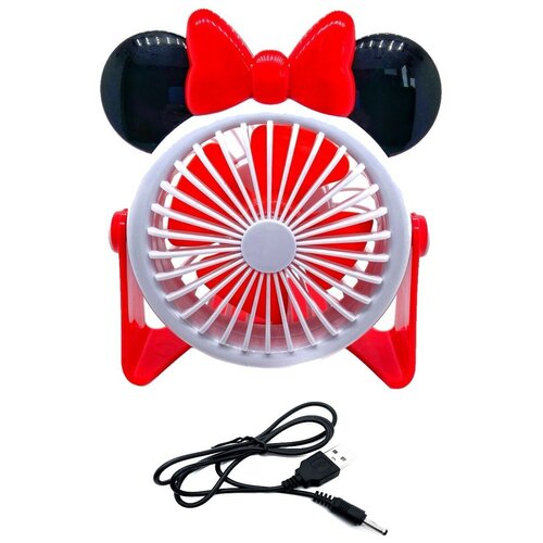 Вентилятор настольный, черно-красный / Портативный вентилятор / Мини вентилятор USB, 4 лопасти / Вентилятор детский