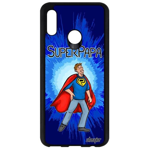фото Противоударный чехол на смартфон // honor 10 lite // "суперпапа" супергерой веселый, utaupia, синий