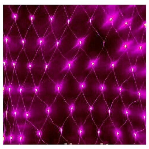 фото Электрогирлянда сетка 300 фиолетовых led огней 2х1,5 м, коннектор, прозрачный провод, уличная, snowhouse