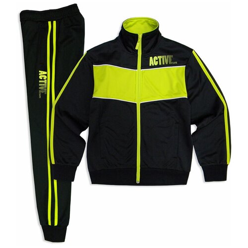 фото Спортивный костюм для мальчика me&we цв. черный/лайм р. 122 me & we