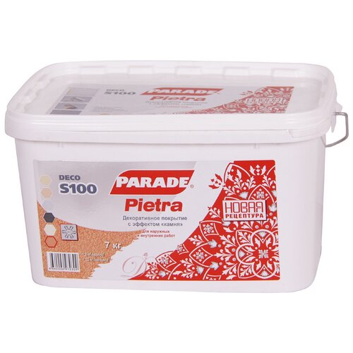 Декоративное покрытие Parade Deco Pietra S100, терракота, 7 кг декоративное покрытие parade deco sabbia s81 белый 5 кг