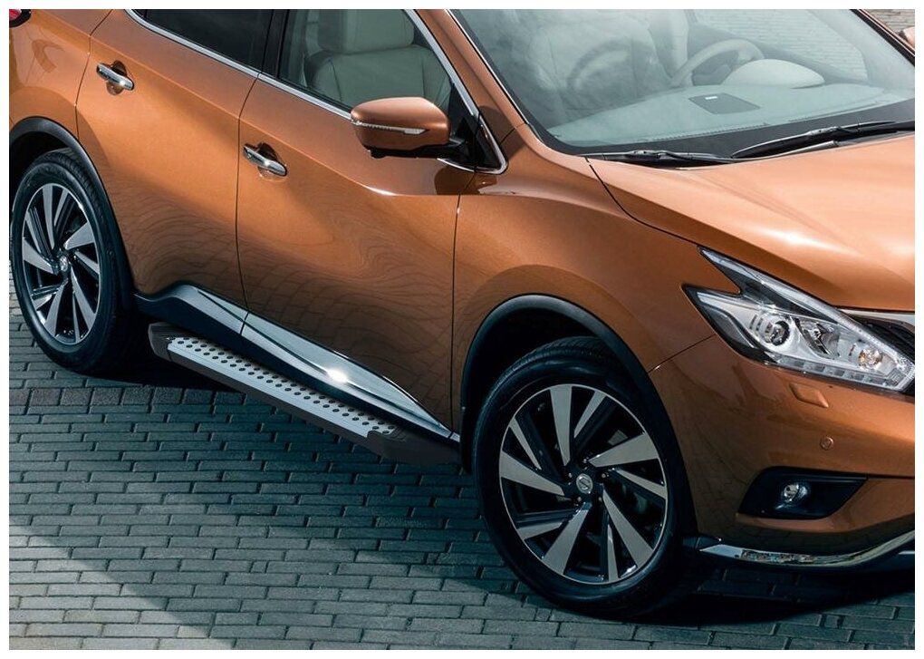 Пороги алюминиевые с площадкой "BMW-style D" (арт. D180AL.4108.3) NISSAN Murano 2016- н. в.