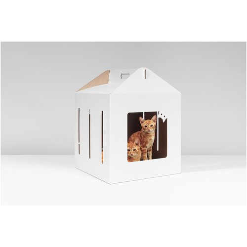 Домик для кошки Nif-Nif, 36x36x46 см / Картонный домик для кошек и собак / Дом для кошки / Домик для собак мелких пород / Домик для кошки из картона