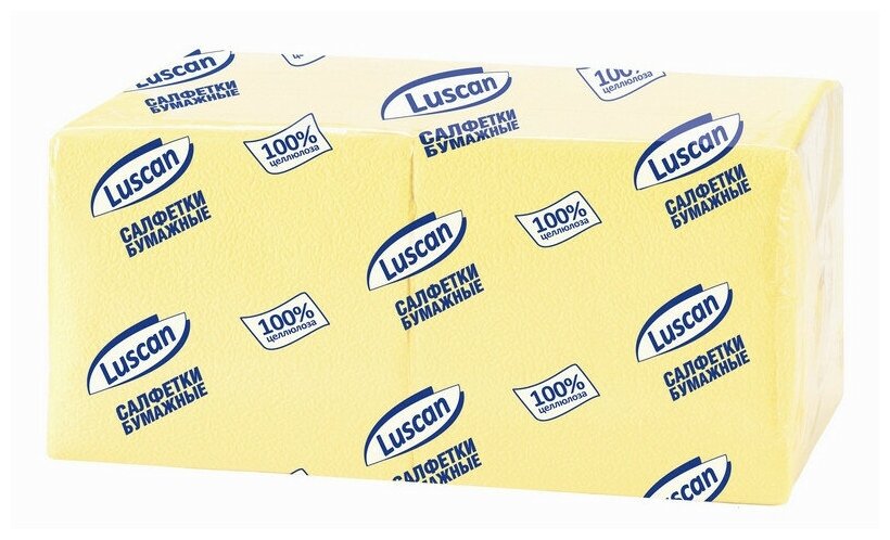 Салфетки бумажные Luscan Profi Pack 1 слой, 24х24 пастельжелтые 400 шт/уп