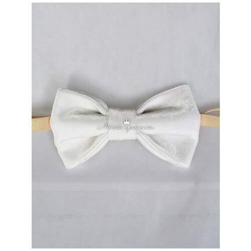 Галстук-бабочка одинарная, бархат, белый