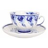 Чашка с блюдцем чайная. Гжельская мануфактура. Форма Голубая роза. 350 мл. - изображение