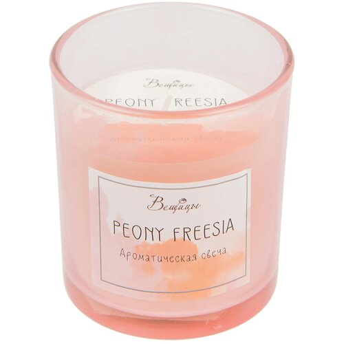 Свеча ароматическая вещицы PEONY FREESIA в стекле, Д70 Ш70 В80, ARC-25