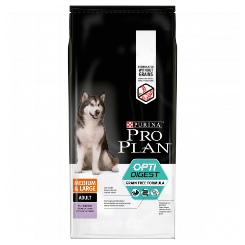 Pro Plan для взрослых собак с чувствительным желудком, с индейкой (grain free)