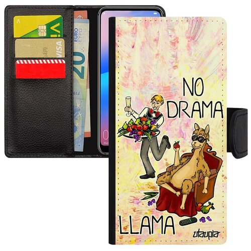 фото Простой чехол книжка на смартфон // huawei p20 pro // "no drama lama" llama лама без напрягов, utaupia, светло-розовый