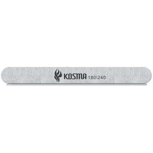 Купить KOSMA Пилка прямая большая серая 180/240 пластиковая основа 1 шт. в упаковке, серый