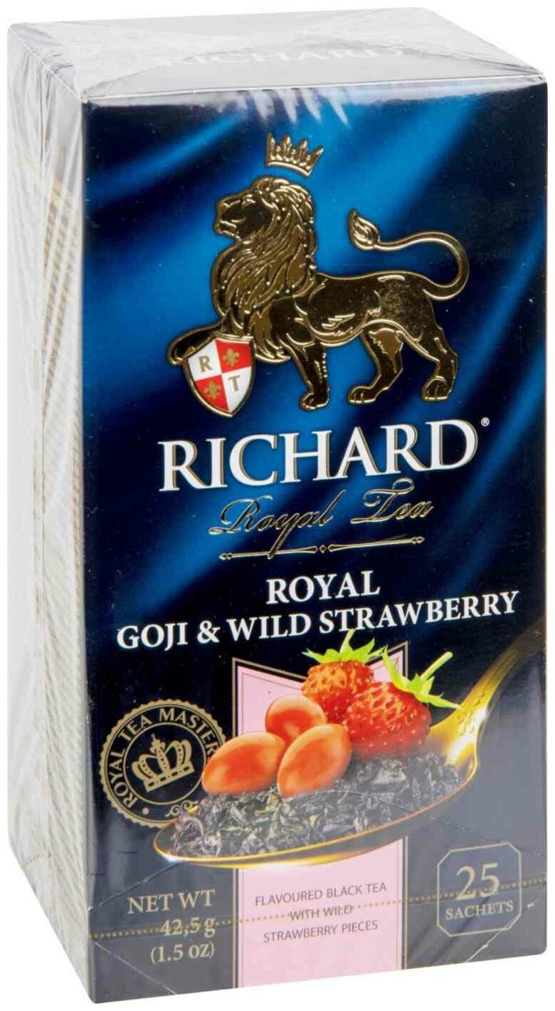 Чай Richard Royal Goji & Wild Strawberry черный с земляникой и ягодами годжи 25 пакетиков, 1423043 - фотография № 12