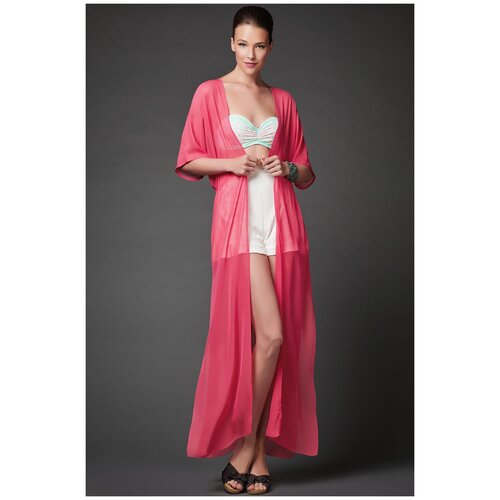 фото Платье арт-деко, макси, размер 46, оранжевый, розовый