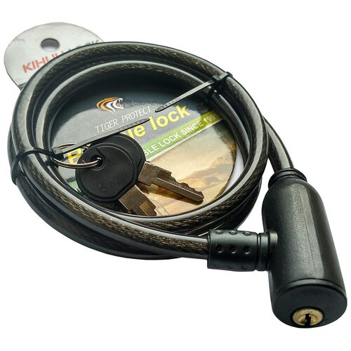 Замок велосипедный с ключом противоугонный металлический трос аксессуары для защиты коляски велосипеда самоката электросамоката и ворот черный 65 см 352₽