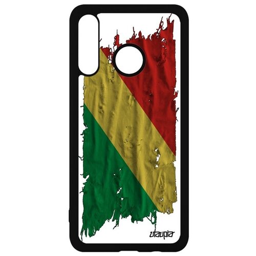 фото Стильный чехол для смартфона // huawei p30 lite // "флаг конго браззавиль на ткани" патриот страна, utaupia, белый