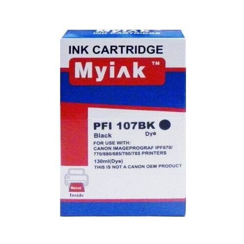 Картридж MyInk для CANON PFI-107BK IPF 670/680/685/770/780/785 Black (130ml, Dye) картридж t2 ic cpfi 107bk black для canon imageprograf ipf 670 680 685 770 780 785