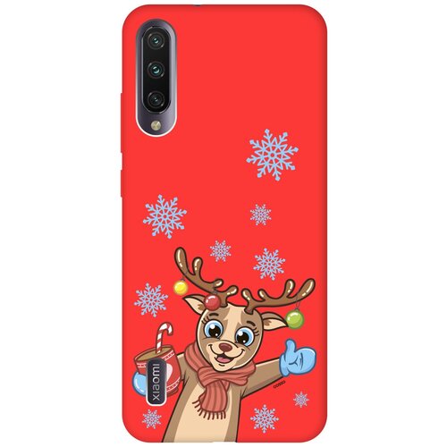 фото Силиконовая чехол-накладка silky touch для xiaomi mi a3 / cc9e с принтом "christmas deer" красная gosso