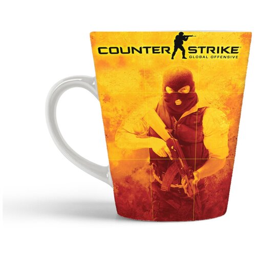 фото Кружка-латте coolpodarok контра кс кс го 1 6 соурс counter strike cs cs go cs 1 6 source (оранжевый фон и лого)