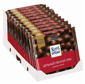 Шоколад темный Ritter Sport Extra Nut "Цельный лесной орех" 100 гр - 10 шт