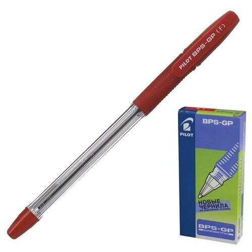 Ручка шариковая Pilot BPS-GP, резиновый упор, 0.7мм, масляная основа, стержень красный