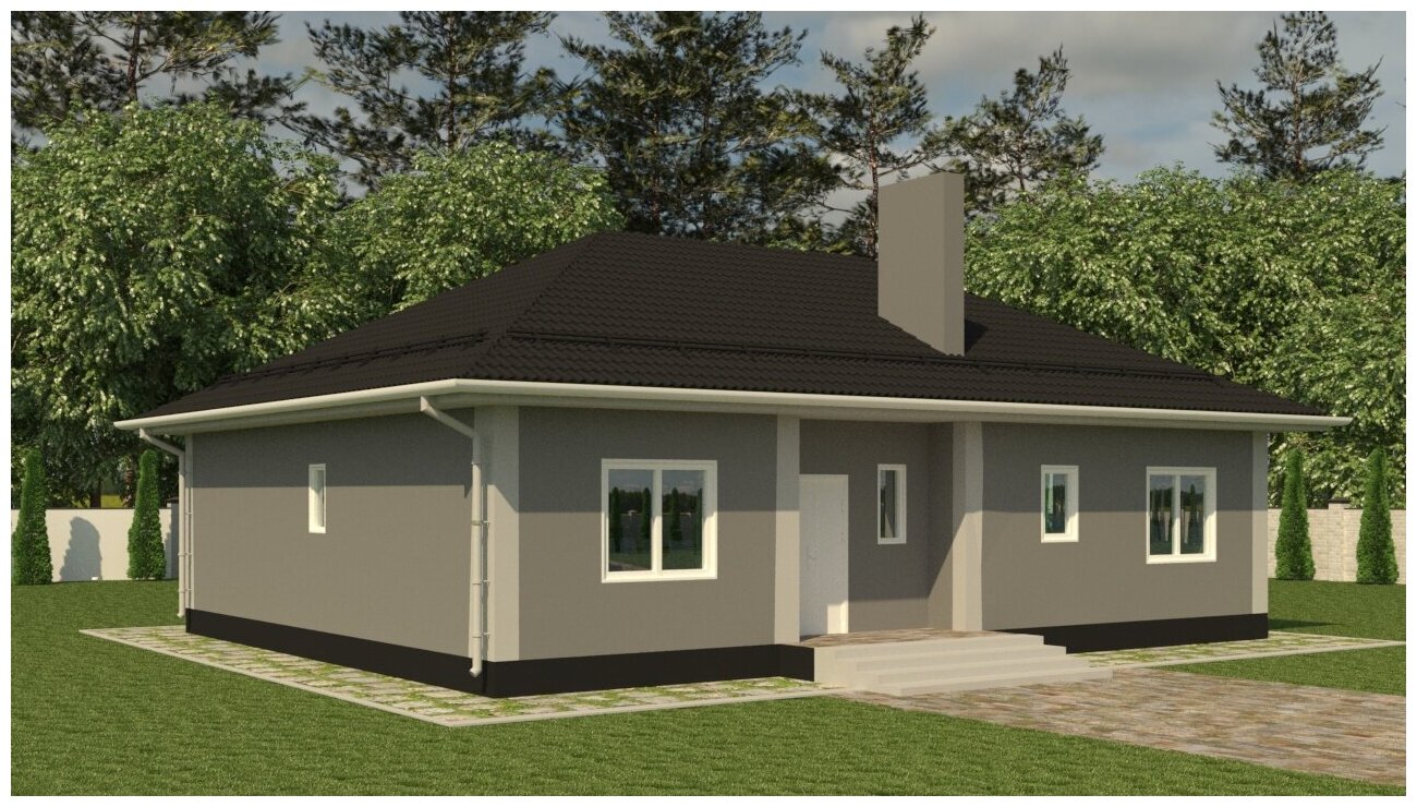 Готовый проект жилого дома STROY-RZN 11-0061 (123,33 м2, 13,62*10,84 м, газобетонный блок 400 мм, декоративная штукатурка)
