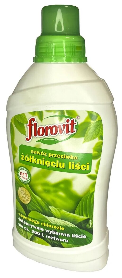 Удобрение "Florovit" против пожелтения листьев, для домашних и садовых растений 1л - фотография № 1