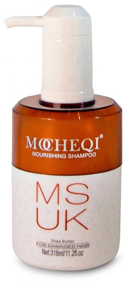 Mocheqi Musk шампунь Nourishing  с маслом ши и гидролизованным кератином для сухих, окрашенных и поврежденных волос, 318 мл