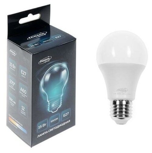 Luazon Lighting Лампа cветодиодная Luazon Lighting, A60, 15 Вт, E27, 1350 Лм, 6500 К, холодный белый
