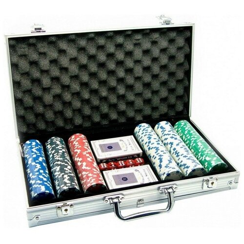 Набор для покера в кейсе, 300 фишек с номиналом (38 х 20 х 7 см)