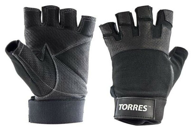 Перчатки для занятий спортом "TORRES", нат. замша и кожа подбивка 6 мм, напульсник L