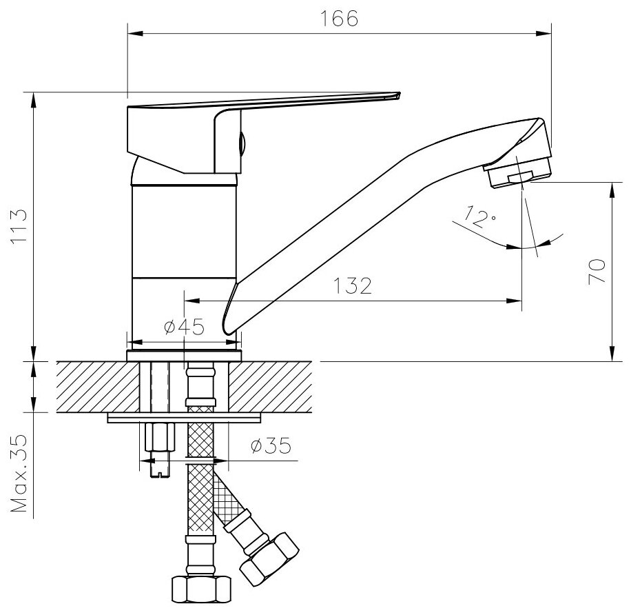 Смеситель для умывальника Rossinka Silvermix S35-22 с поворотным изливом