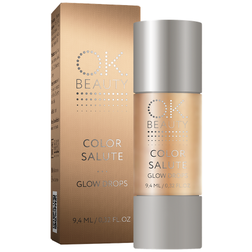 OK Beauty Жидкий хайлайтер для лица и тела Color Salute Glow Drops, solar