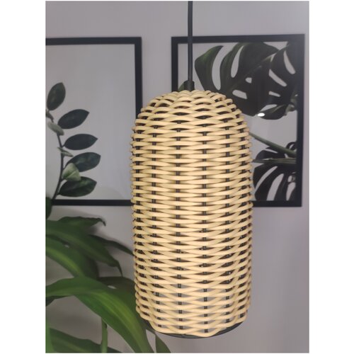 Подвесной светильник, потолочный светильник S4961-1 из полиротанга, бежевый, Е27, 60 Вт