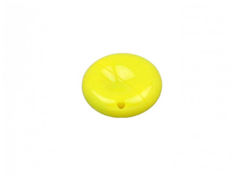 Пластиковая промо флешка круглой формы (32 Гб / GB USB 2.0 Желтый/Yellow 021-Round Flash driveМодель 204)