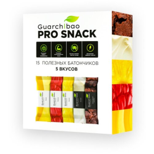 фото Протеиновые батончики в шоколадной глазури guarchibao pro snack микс 15 шт. / диетическая еда. содержит коллаген и пищевые волокна