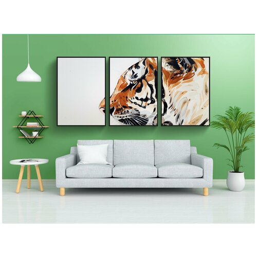 фото Набор модулных постеров для интерьера "тигр, животное, природа" 60x90 см. в тубусе, без рамки lotsprints