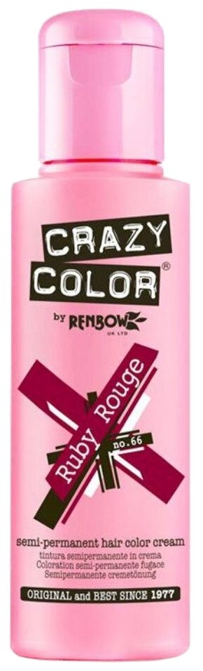 Crazy Color Краситель прямого действия Semi-Permanent Hair Color Cream, 66 ruby rouge, 100 мл, 100 г