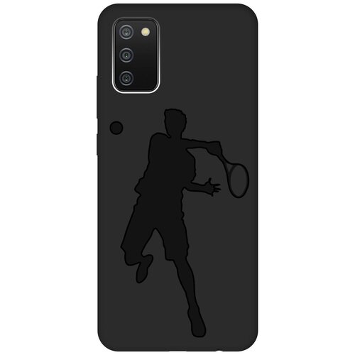 Матовый чехол Tennis для Samsung Galaxy A02s / Самсунг А02 эс с эффектом блика черный матовый чехол tennis для samsung galaxy m31s самсунг м31 эс с эффектом блика черный