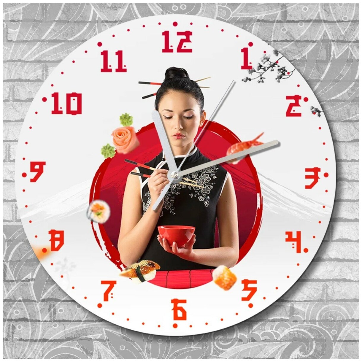 Настенные часы УФ еда (суши, роллы, рамен) - 11