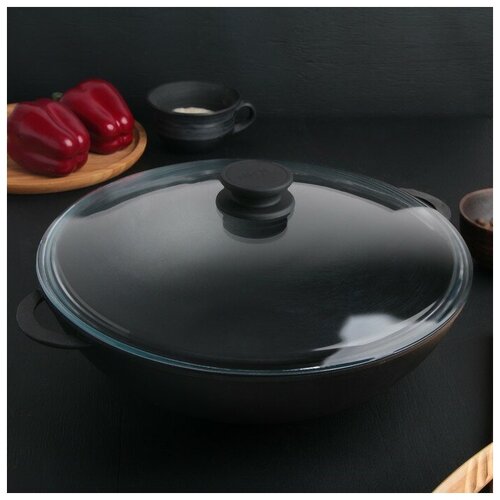 фото Сковорода-wok биол 4,5 л, 30 см, антипригарная, с крышкой, 2 ручки
