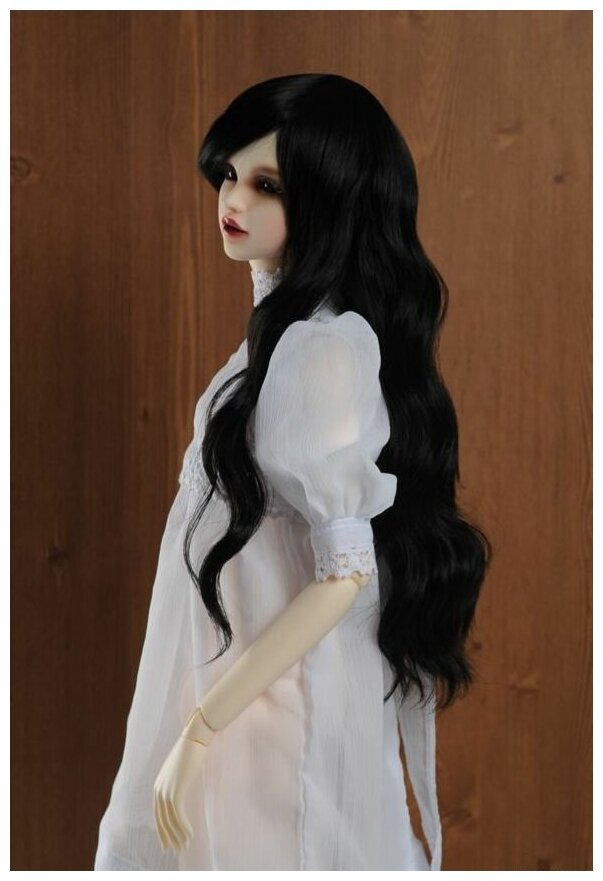 Dollmore 8-9 Junsa HT Wig L Black (Парик черный длинный с чёлкой размер 20-23 см для кукол Доллмор / Пуллип)