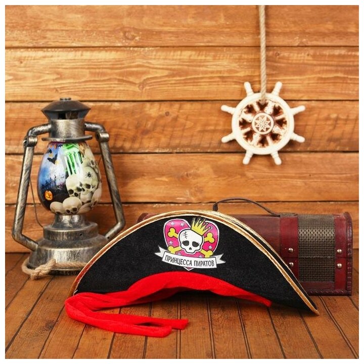 Шляпа пиратская Страна Карнавалия "Принцесса пиратов", детская, фетр, р. 52-54 (2226400)