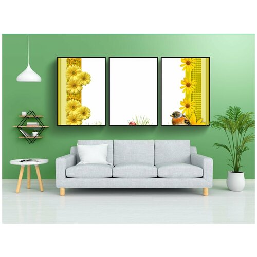 фото Набор модулных постеров для интерьера "рамки, цветы, рамки png" 60x90 см. в тубусе, без рамки lotsprints